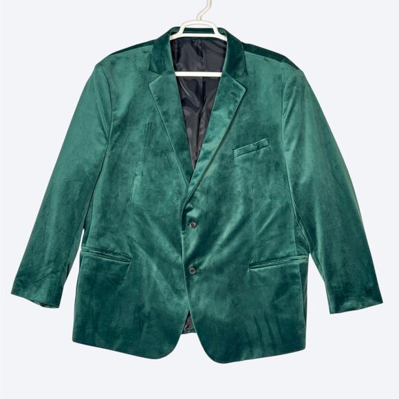 J Ferrar Velvet Smoking Dinner Jacket Men's 52R Emerald Green Blazer Sport Coat - Picture 1 of 9